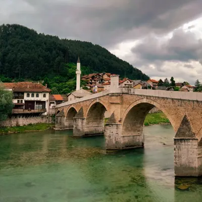 Balkan turu, Konjic Köprüsü ve Neretva Nehri manzarası